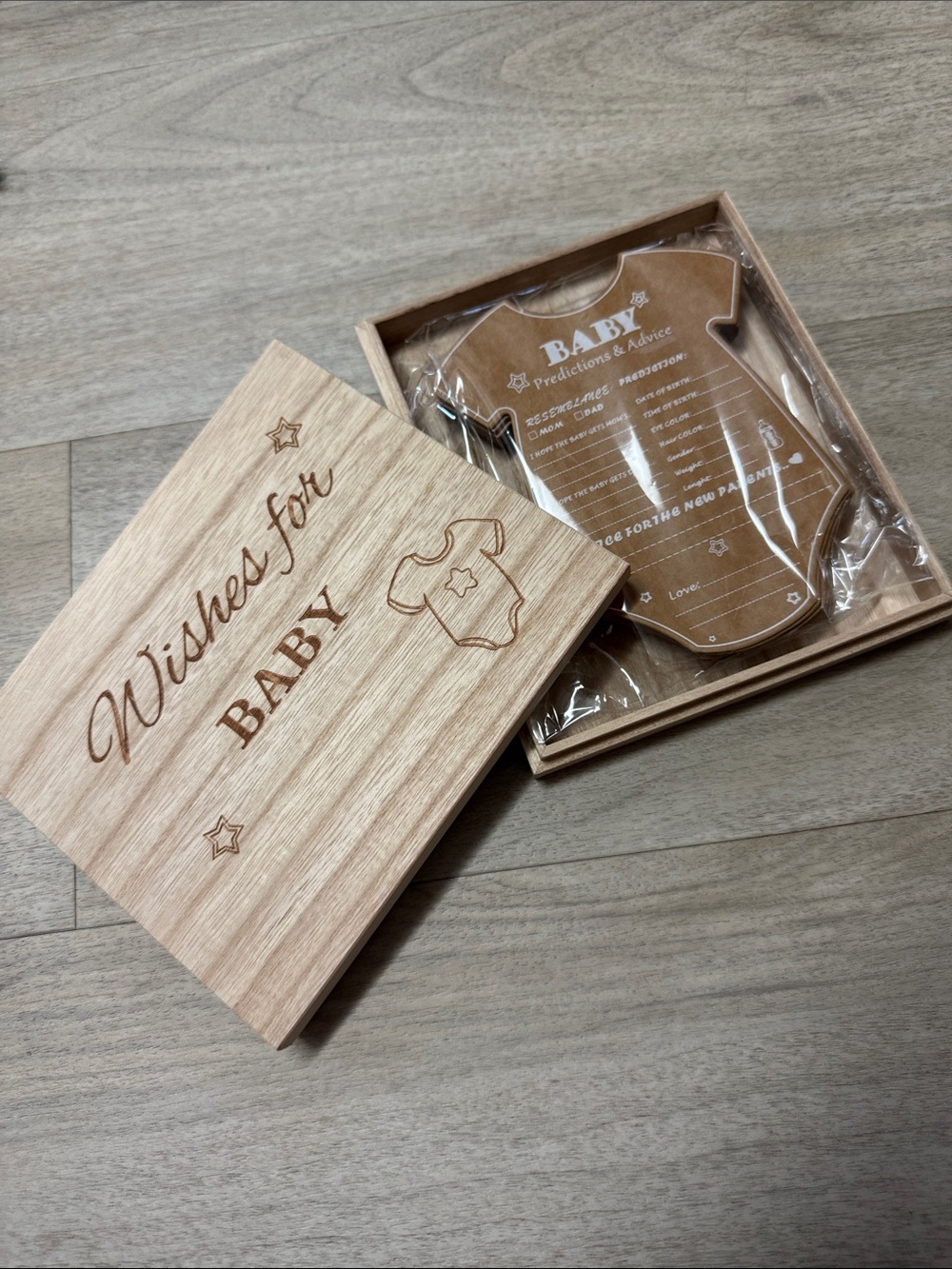 Wishes for Baby Wooden Keepsake Box predictions and advice game baby showers